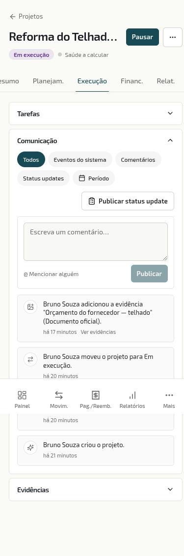 Mobile — execução do projeto